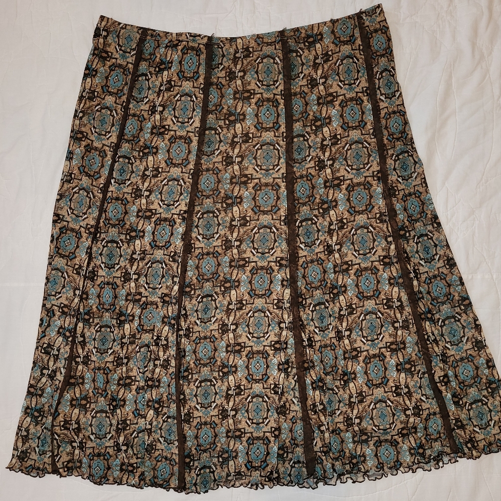 Brown and teal skirt